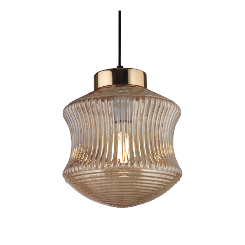 Colgante de vidrio color ambar E27 diámetro 23 cm alto 25 cm